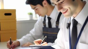 two real estate officers completing a hmo compliance check