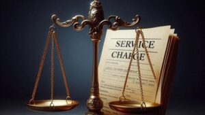 a scale resting on a service charge document