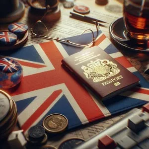 a uk passport lying on top of a map of the united kingdom
