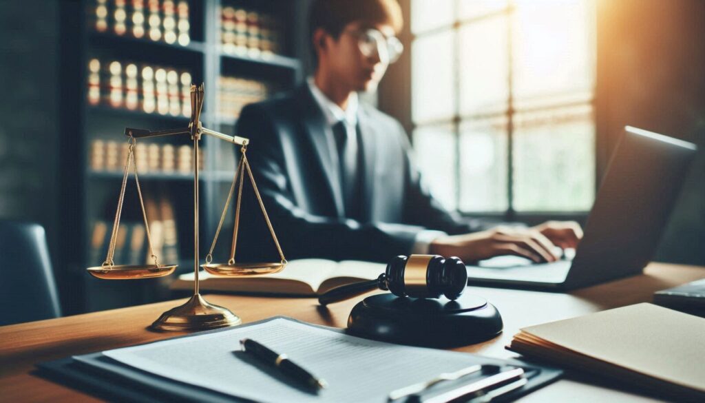 a young male lawyer working remotely from home